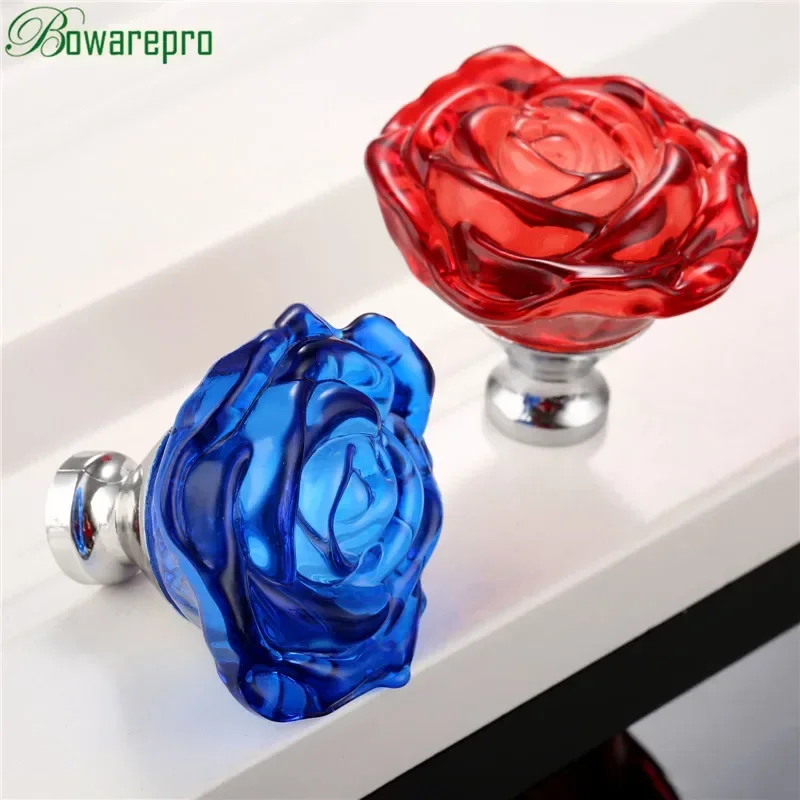 Furniture Hardware Jig - Bowarepro 50MM cristal Rose verre poignée